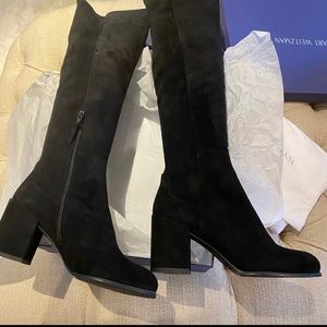 Stuart Weitzman ALLJACK over the knee boots, new in box, black suede, 9M
